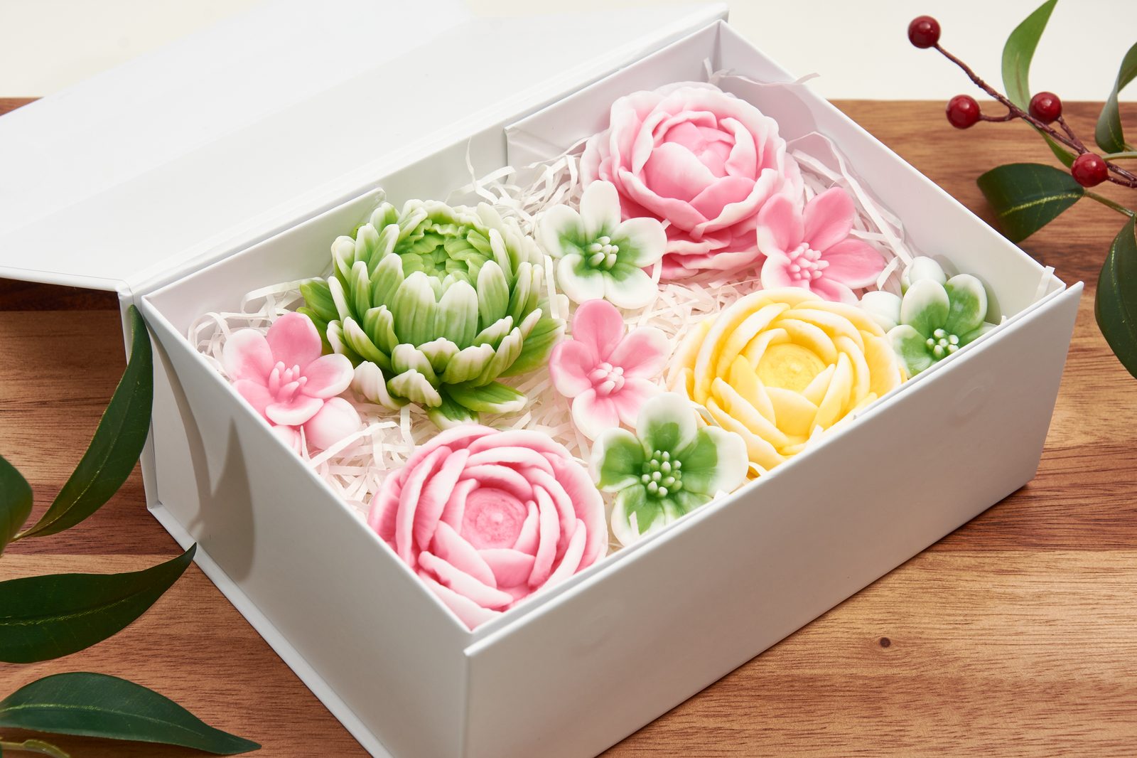 Decorative Soap Flower Set: Peony, Ranunculus, Chrysanthemum, Cherry Blossom – Handcrafted Floral Wedding Favor