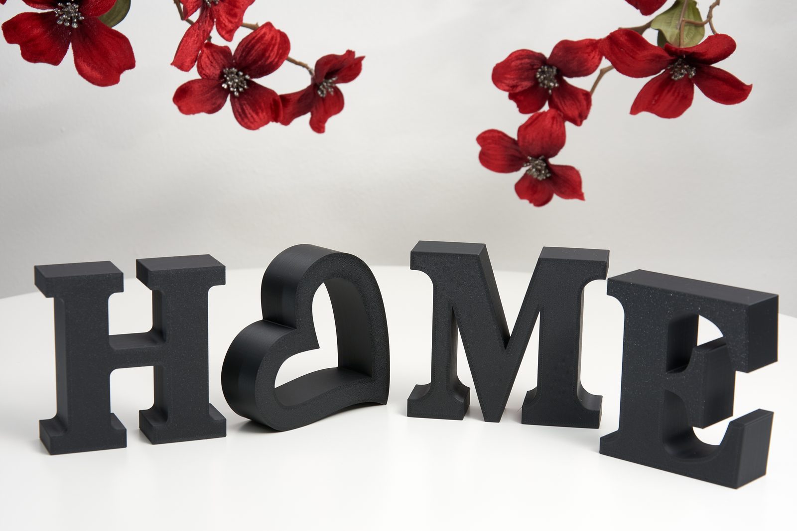 HOME Black Sign – Freestanding 3D Printed Letters, Eco-Friendly PLA