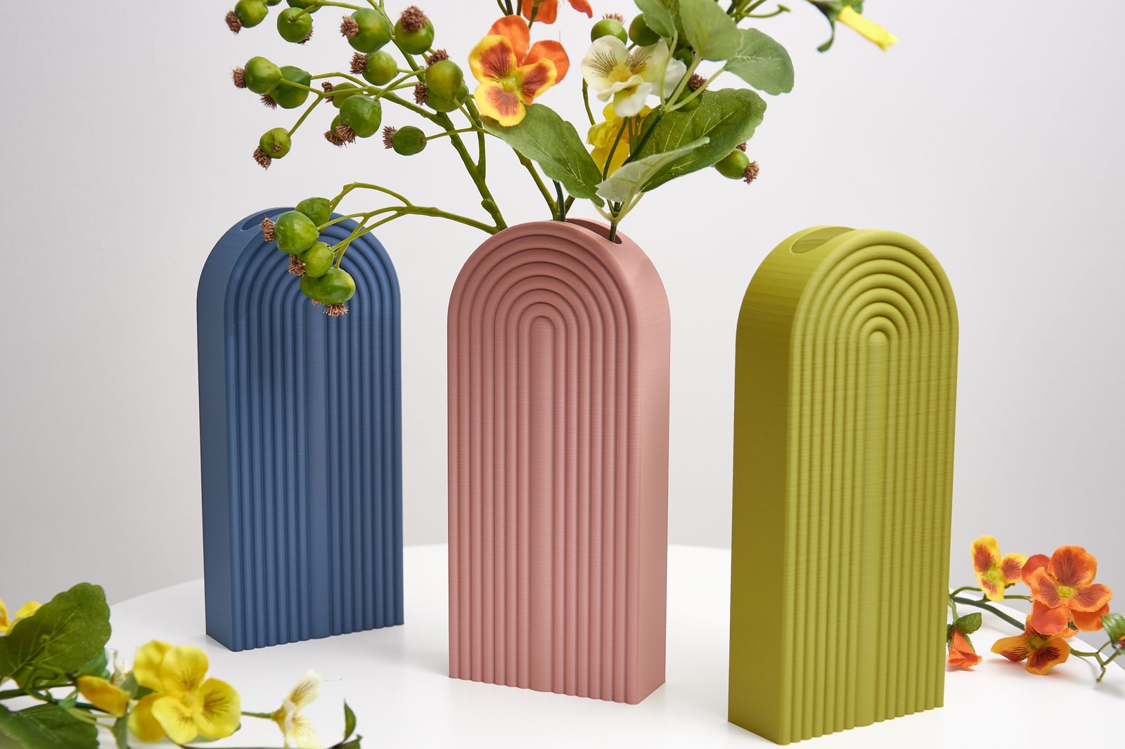 Narrow Rainbow Arch Vase – Modern Minimalist Décor – Eco-Friendly PLA - Designed for Artificial Flowers