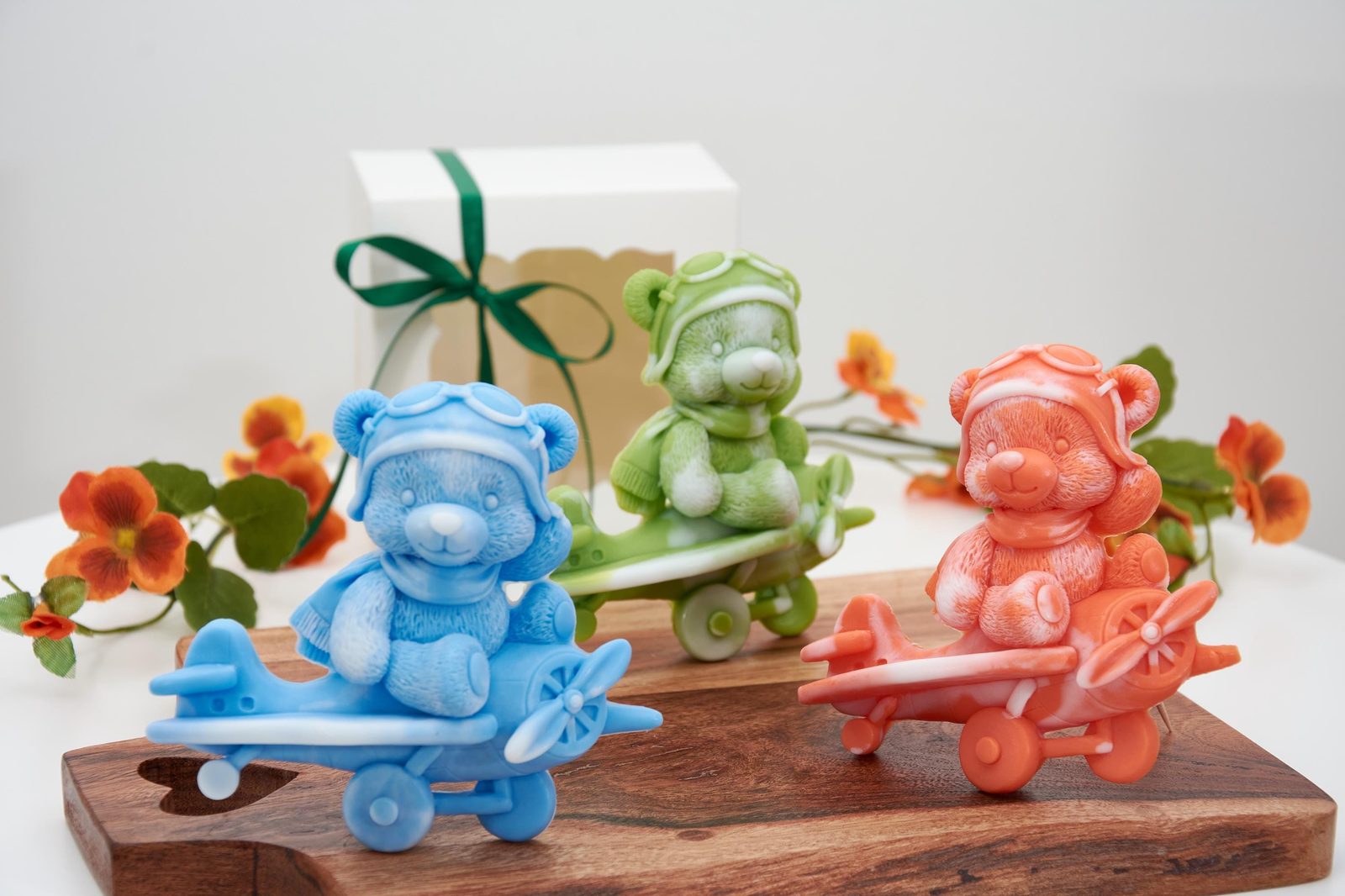 Bear Shaped Soap Bar, Artisan Organic Soap with Shea Butter for Hands and Body, Gift for Baby Shower and Baptism, Airplane Theme