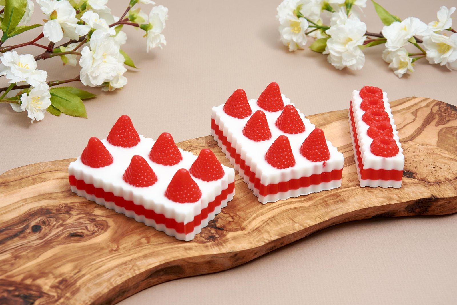 Cake Shaped Soap Gift Set, Strawberry and Raspberry Handmade Fruit Soaps - Mother's Day Birthday Gift