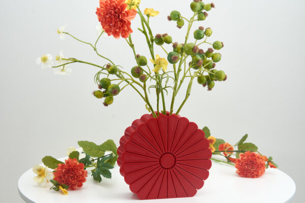 Artificial flower vase | For indoor floral arrangements |Red shelf ornament |Table centerpiece ideas | Perfect modern gift for flower lovers