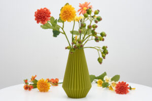 Ribbed decorative vase Perfect for dried flower arrangement Modern shelf ornament Original gift for plant lover